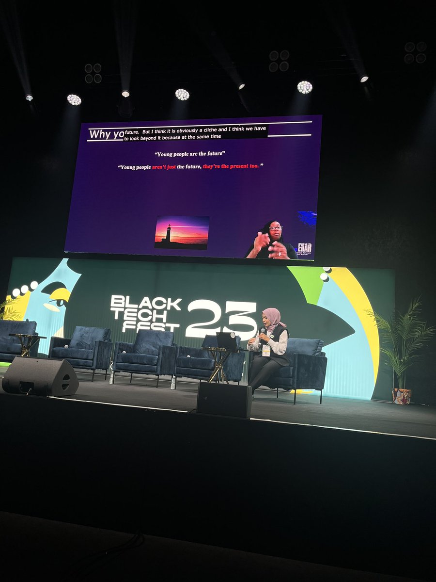 BlackTechFest's tweet photo. “Young people aren’t just the future, they’re the present too”  @NourheneMah 
@ENAREurope 

#Blacktechfest23 #BTF23 https://t.co/gRTZku8dD7