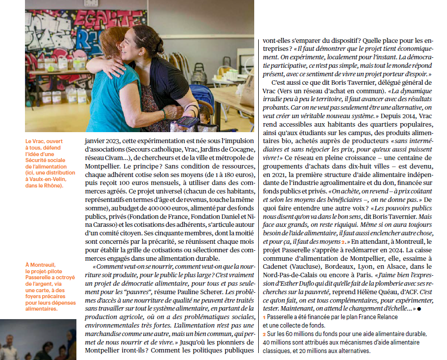 [À lire 📰] "Bien s'alimenter, un droit élémentaire"
Dossier spécial sur les initiatives pionnières en termes d'accès à une alimentation choisie et de qualité, avec un focus sur la #CaisseAlimentaireCommune
<a href="/TerriAVivreS/">Territoires à VivreS</a> <a href="/TaV_Montpellier/">Territoires à Vivre-s Montpellier</a>
✍️ Weronika Zarachowicz <a href="/Telerama/">Télérama</a> ⤵️