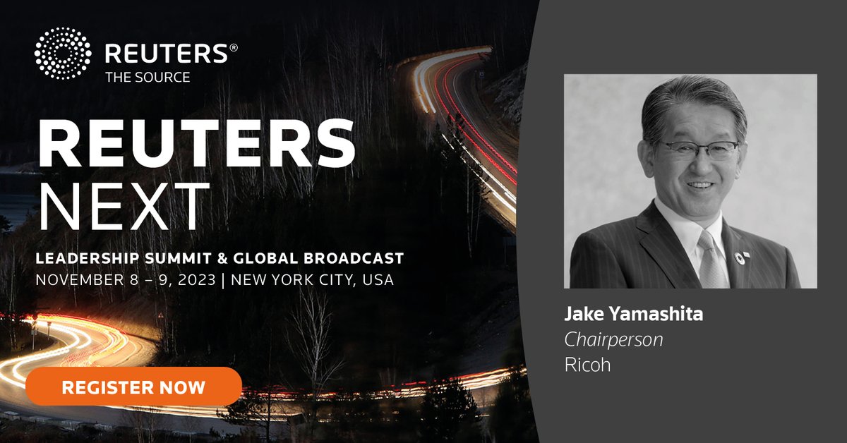 Reuters NEXT (Nov 8-9, NYC) is just under four weeks away and we’re delighted to celebrate our Strategic Sponsor, @Ricoh, one of the Global 100 Most Sustainable Corporations 2023.

Learn more at: bit.ly/3RVawdw
