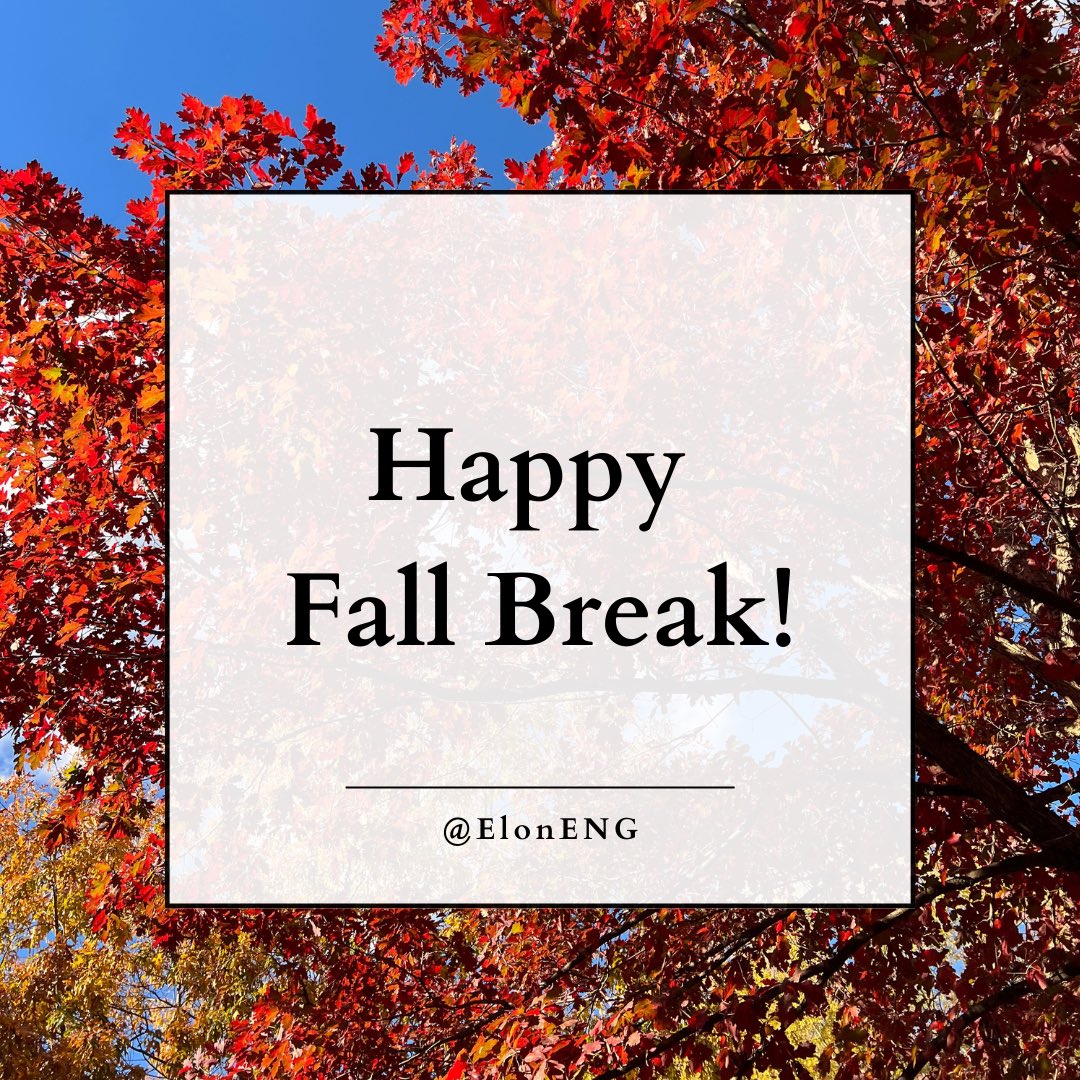 From all faculty and staff at #eloneng we wish everyone a happy fall break! Take the time to refresh before classes resume!
#elonuniversity