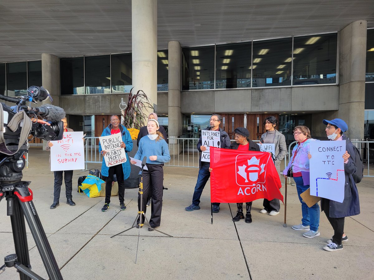 ttcriders's tweet photo. Sophia Chapman of TTCriders says everyone should be able to connect in the #TTC for safety and accessibility, but not everyone can afford to pay for a cellphone plan or enough data. That's why we're calling for the TTC to be included in Toronto's public Wi-Fi plan, #ConnectTO. https://t.co/spZCuUn7OB