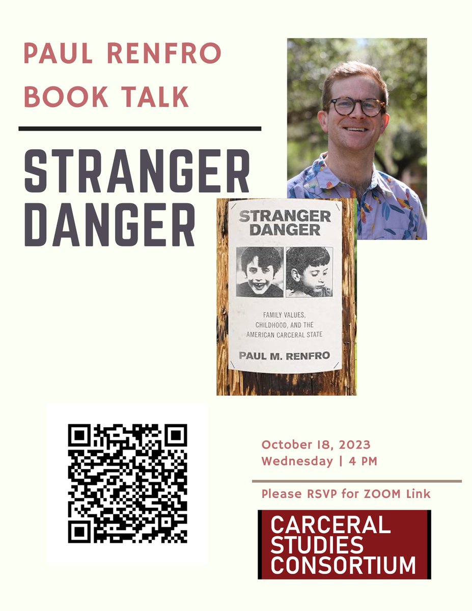 Next week I'll be delivering a virtual book talk at the Carceral Studies Consortium at the University of Oklahoma (@ou_csc). Please join us!