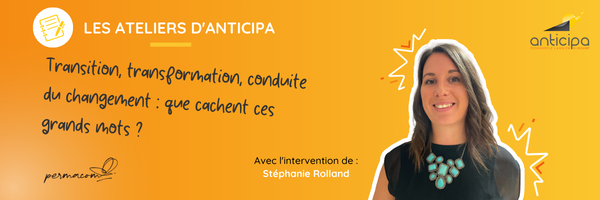 Atelier:"Transition, transformation, conduite du changement : que cachent ces grands mots ?" le 14/11-10h/12h à Anticipa.

Comprendre ce que le changement implique et partir avec les clés de réussite pour mener votre démarche de changement en équipe

infos:urlz.fr/nYV4
