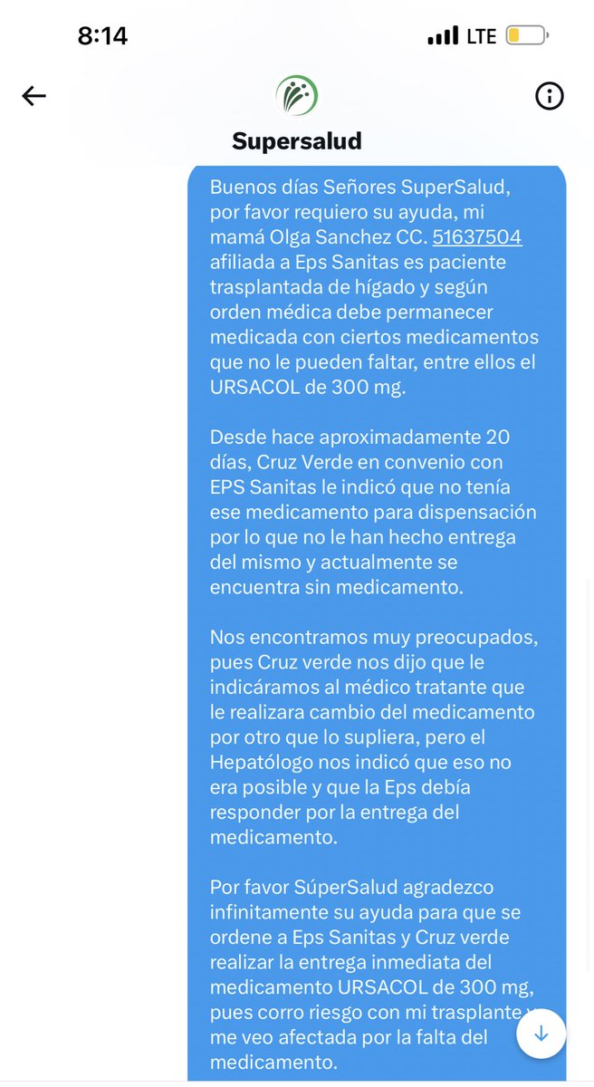 RianoCindy's tweet photo. Buenos días, 
Por favor @Supersalud @sanitas @CruzVerdeCo ayuda urgente! 🚨 https://t.co/ZzdP7pWHy0