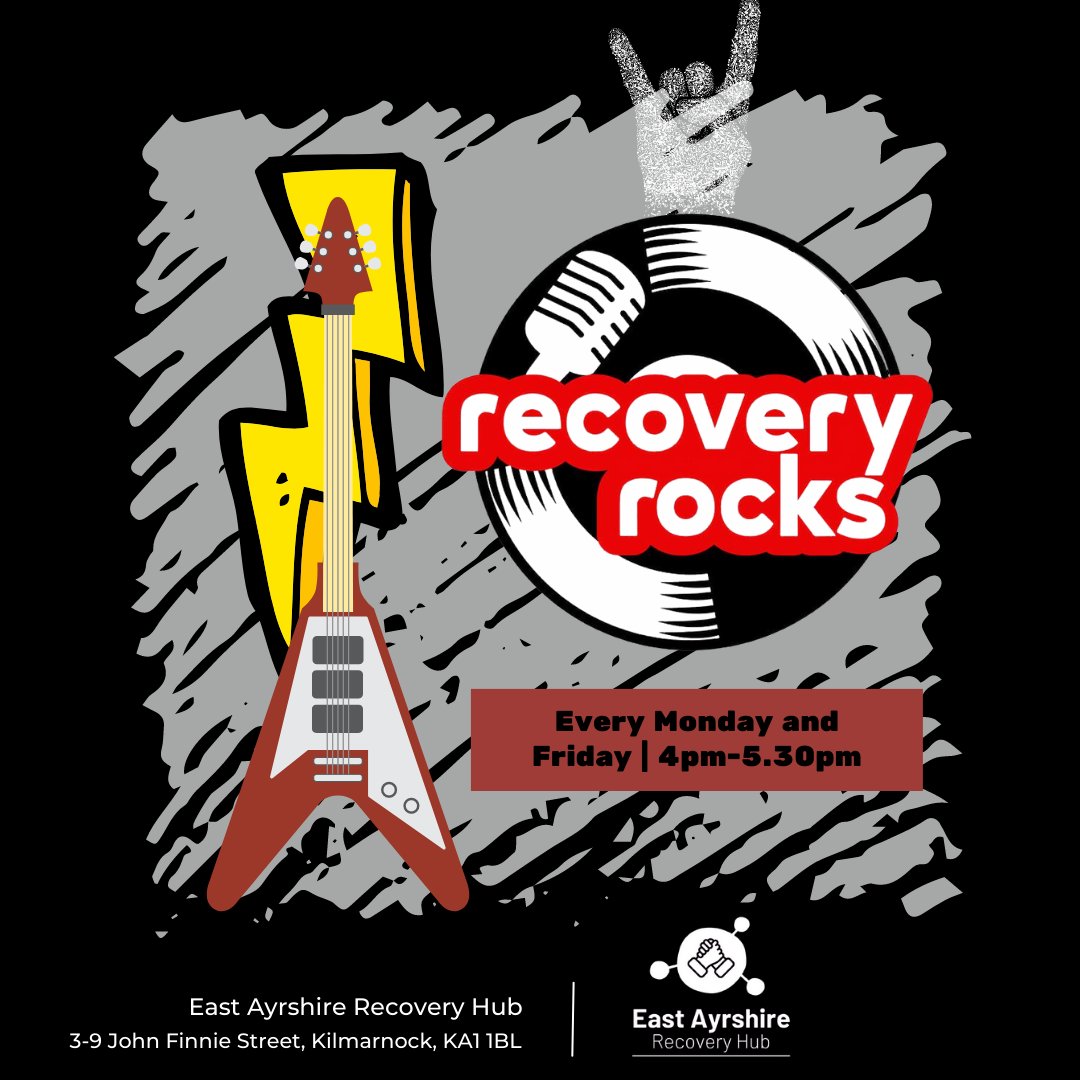 EACHAKilmarnock's tweet image. Attention all music lovers: this Friday we're taking it up a notch with a special closed session for guitar lessons. If your looking to unlock your #musicalpotential? Join the Recovery Rocks Music Group on Monday at 4pm instead. 🤘

eacharecovery.org/recovery-rocks…