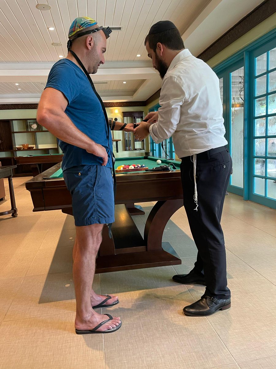 islandjew's tweet photo. Wrapping tefillin with Richard, in honor of our brothers and sisters in Israel. https://t.co/m78plkBXJj