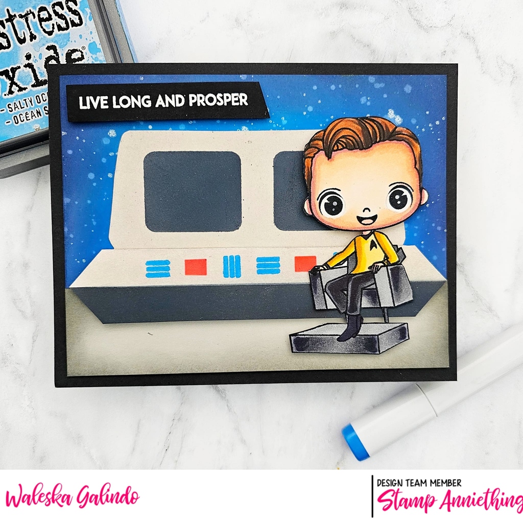 StampAnniething's tweet photo. Day 1 of October Sneak Peeks. Boldly Go with this new Release! Meet James - I don't believe in a No Win Scenario, his matching outline die, the NCC 1701 Ship Builder Die,  Boldly Go word die and the Computer Stencil! Take a look at the awesome collection! #stamping #cardmaking https://t.co/jDgvRopgmG