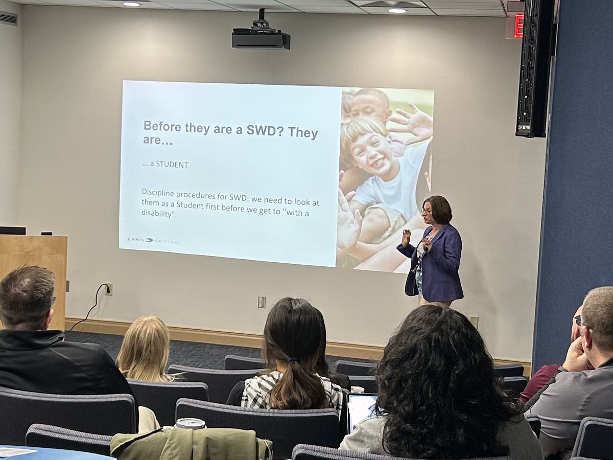 ⁦@Pamela_Leist⁩ sharing knowledge and practical tips on discipline and #IDEA and #Section504 at the ⁦@EnnisBritton⁩ Special Education Roadshow in Cleveland. #ebspedteam