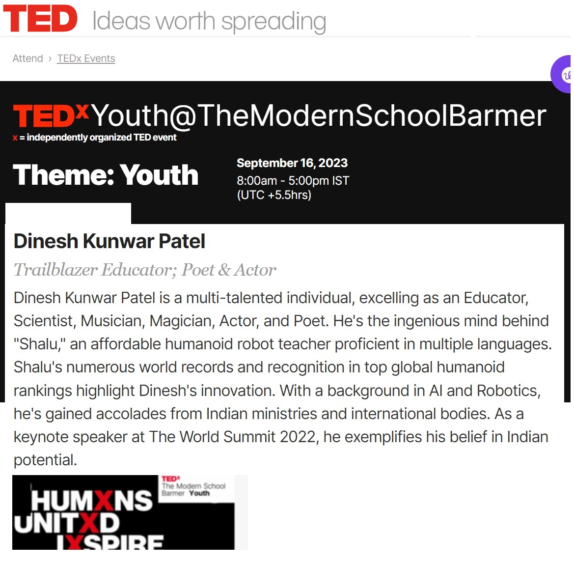 Thank you The #Modern #School #Barmer and the #TED.

#TEDx #TEDx2023 #tedxevent #TEDSpeaker #dinesh #patel #dineshpatel #dineshkunwarpatel #indian #robot #teacher #shalu #robotshalu #shalurobot #robotteacher #india #artificialintelligence #AI #robotics