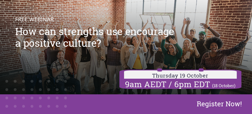 Have you registered for next week's webinar?

Join Sue Langley and Trudy Bateman, to discover how you can support your organisation by using #strengths to improve workplace culture.

Register here:

9am BST 18 Oct: ow.ly/wv1450PLvS1

9am AEDT 19 Oct: ow.ly/vJUo50PLvRZ
