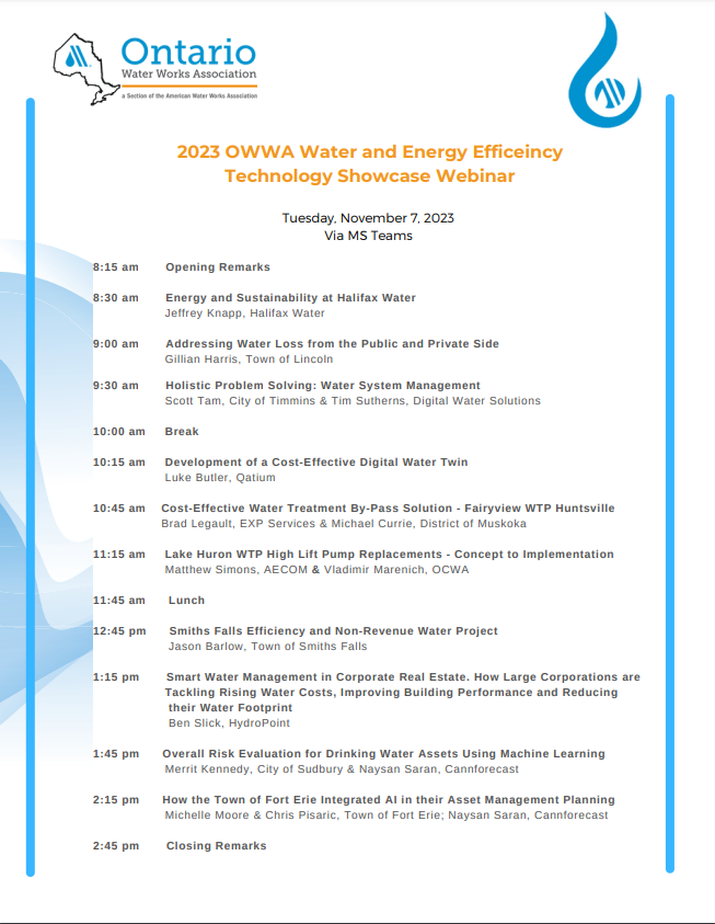 Register Now for the 2023 OWWA Water and Energy Efficiency Technology Showcase Webinar on November 7! For more details and to register, please visit pheedloop.com/EVELDNZZBCXML/…

#owwa #ontariowaterworksassociation #WaterandEnergyEfficiency #webinar