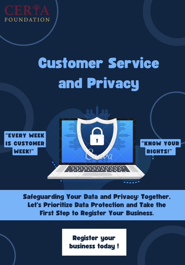Your customers are data subjects, too! 

Celebrate Customer Service year-round, respecting their privacy, a fundamental human right. Let's ensure
 their information is treated with care. Register your business today!

#DataPrivacy #CustomerCare #DataProtection #TekanaOnline