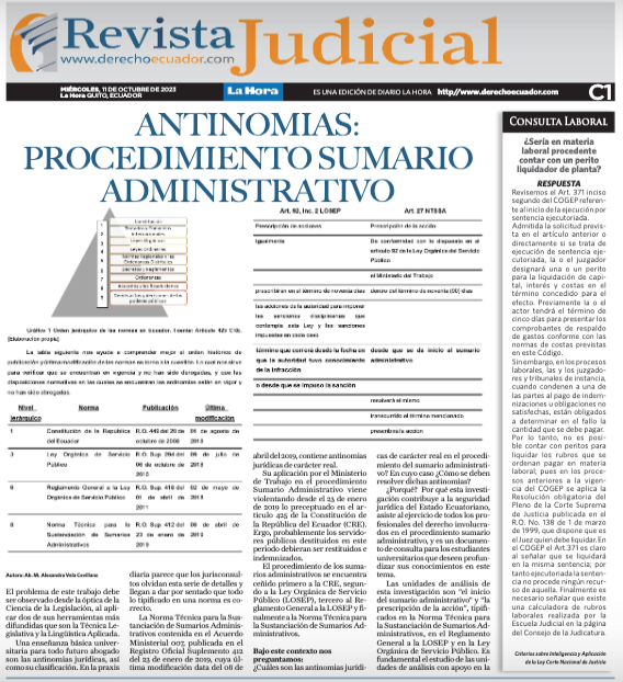 Hoy en nuestra Revista Judicial: Antinomias y Procedimiento Sumario Administrativo.

acortar.link/US2FKb