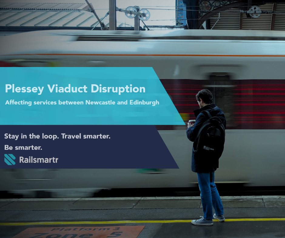 railsmartr's tweet photo. Issues with #Plessey Viaduct between #Cramlington and #Morpeth are disrupting #Newcastle to #Edinburgh train services. We've got the latest info and alternatives here: https://t.co/qEhkVF6K44 https://t.co/YVsGRU5jbr