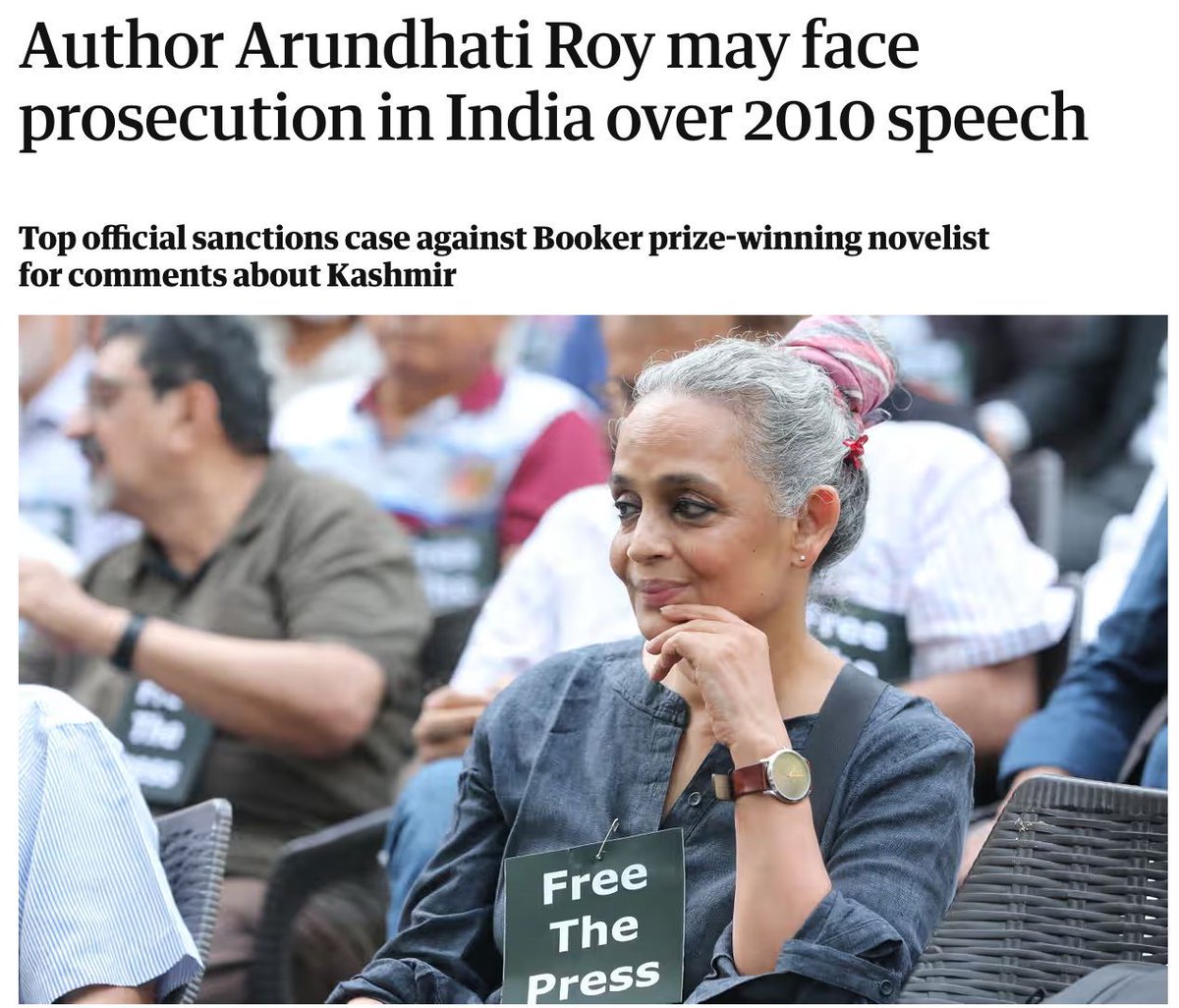The Modi gov is going after Arundhati Roy, as India is once again being 'accused by rights groups and others of targeting activists for criminal prosecution and working to suppress free speech' theguardian.com/books/2023/oct…
