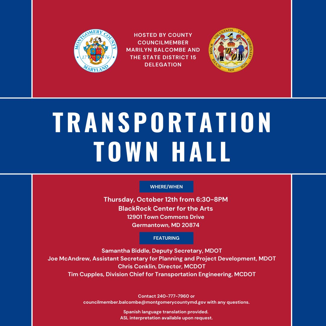 HAPPENING TOMORROW 🚗🚗🚗 See you at the BlackRock Center for the Arts at 6:30PM for my Transportation Town Hall!