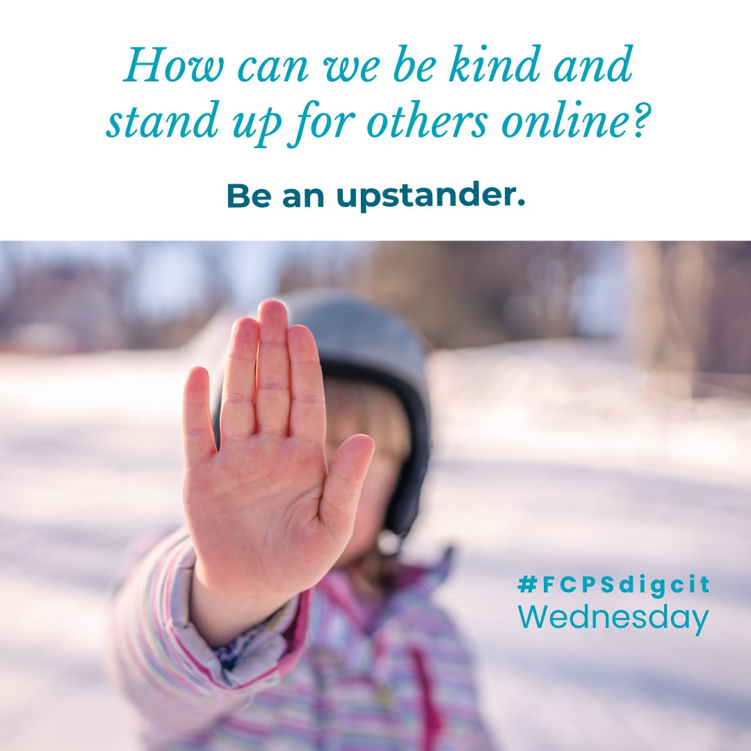Standing up for ourselves and others can be difficult. Today, our students will be learning ways to safely be an upstander. It’s cool to be kind! #FCPSdigcit @CommonSenseEd, #digcitweek #FCPSpog