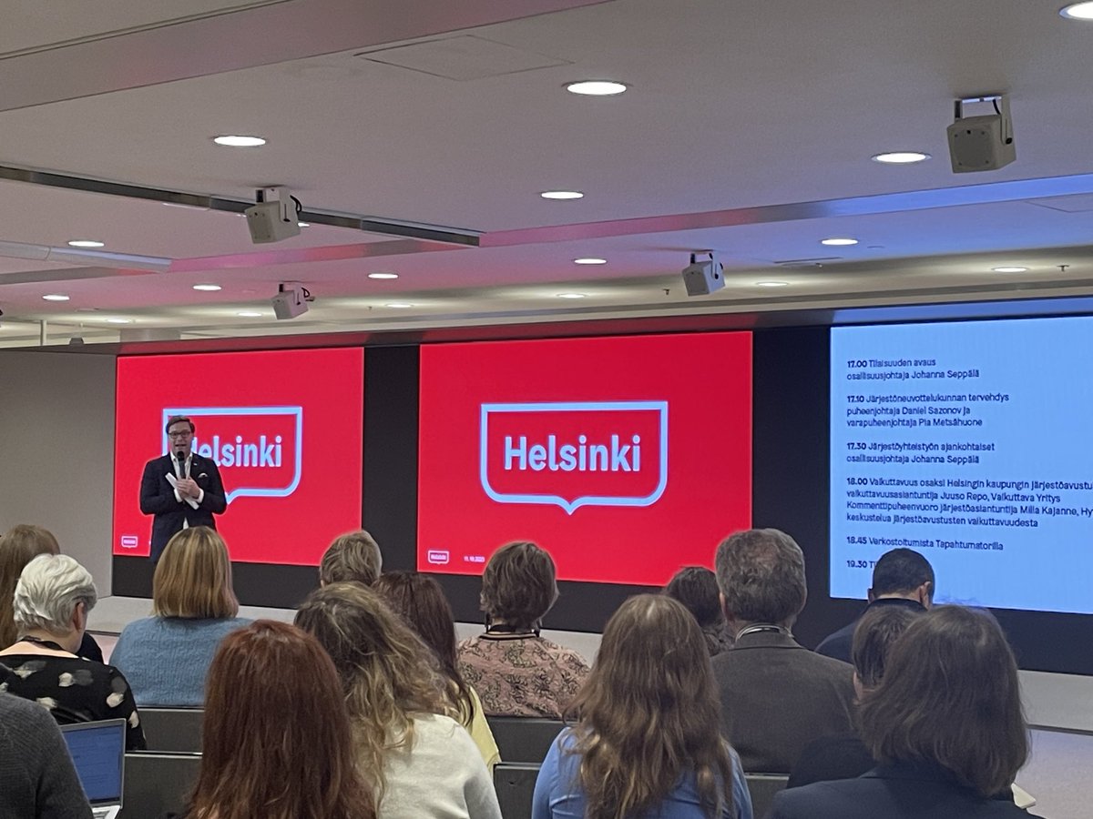 ⁦<a href="/helsinki/">Helsingin kaupunki</a>⁩ ja #järjestöt koolla tänään kumppanuustorilla. Yhteistyöllä vahvistamme asukkaiden hyvinvointia. Agendalla tänään mm. Järjestöavustusten vaikuttavuuden kehittäminen ⁦<a href="/MariaAkatemia/">Maria Akatemia ry</a>⁩