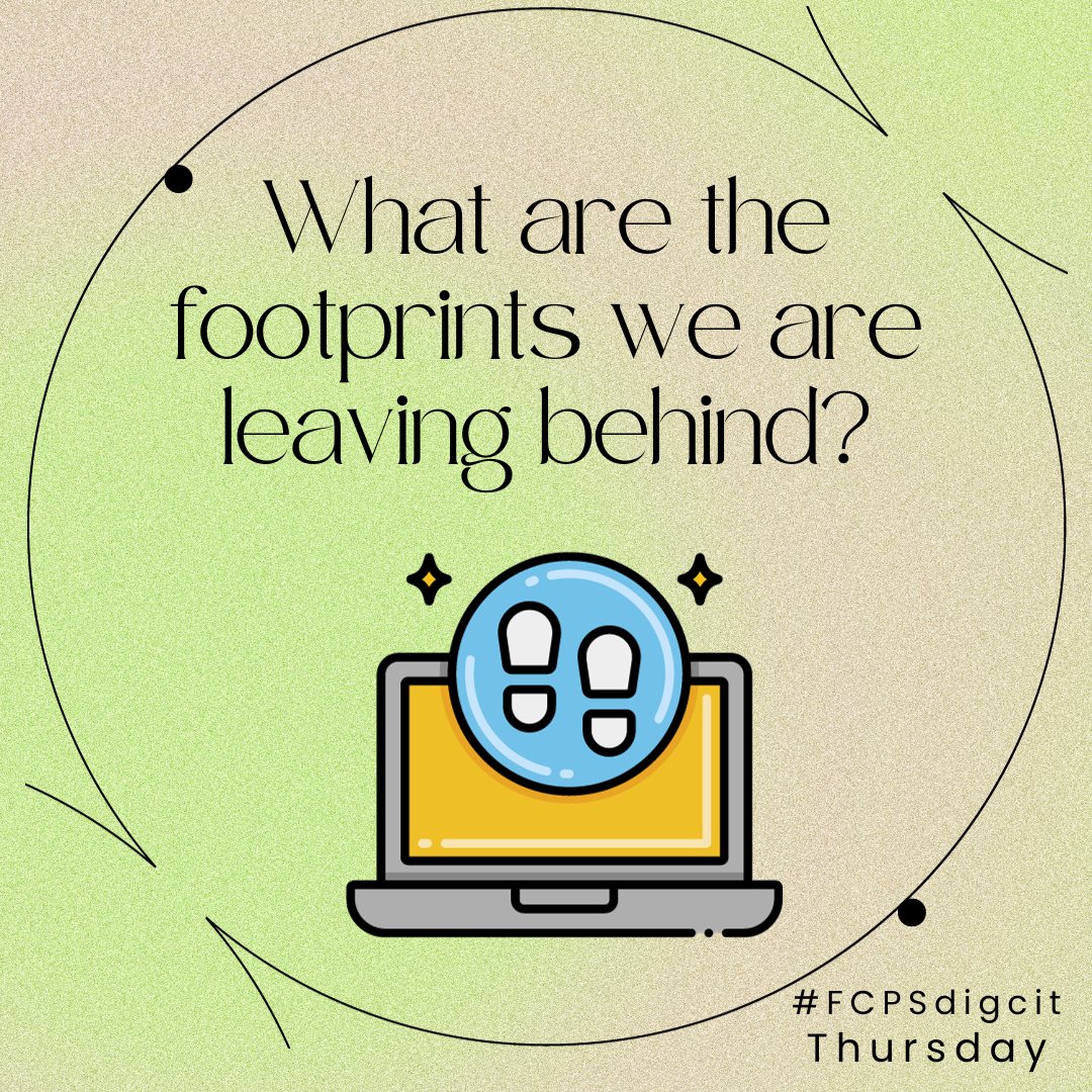 tammisisk's tweet image. Our digital footprint (the places we go online) influences what we see and also who we connect with. Students will reflect on all the kinds of information left behind when online and how it forms their footprint. #FCPSdigcit @CommonSenseEd, #digcitweek #FCPSpog