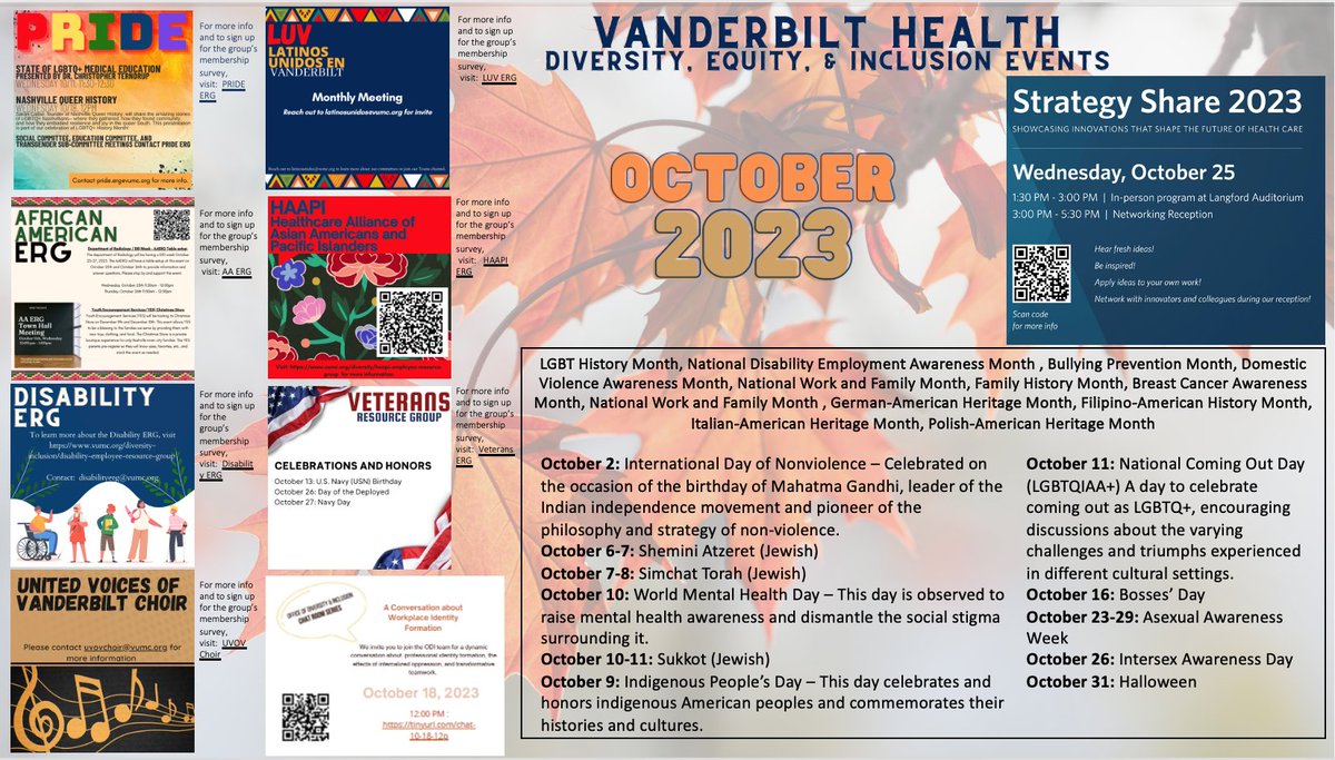 October VUMC DEI Events We're celebrating a lot this month - we invite you to join us!