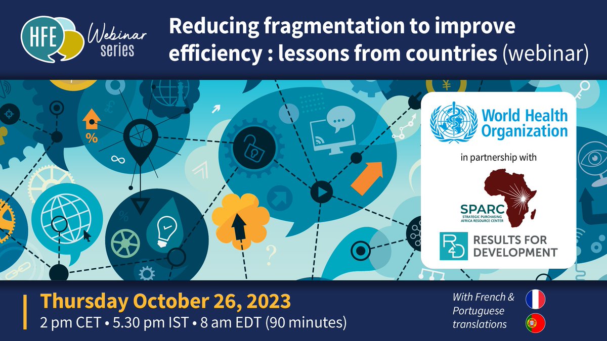 Valérie Dossogne (@valdossogne) on Twitter photo 🗣️ Happy to announce our next webinar on the <a href="/who/">World Health Organization (WHO)</a> Cross-Programmatic Efficiency Analysis (CPEA), in partnership with <a href="/SPARC_Africa/">Strategic Purchasing Africa Resource Center</a> and <a href="/results4dev/">Results for Development</a>.
Session in 🇬🇧 + instant translation in 🇫🇷 and 🇵🇹
👉Info and registration: bit.ly/webinar_231026…
#UHC #webinar #healthfinancing 🗣️ Happy to announce our next webinar on the <a href="/who/">World Health Organization (WHO)</a> Cross-Programmatic Efficiency Analysis (CPEA), in partnership with <a href="/SPARC_Africa/">Strategic Purchasing Africa Resource Center</a> and <a href="/results4dev/">Results for Development</a>.
Session in 🇬🇧 + instant translation in 🇫🇷 and 🇵🇹
👉Info and registration: bit.ly/webinar_231026…
#UHC #webinar #healthfinancing