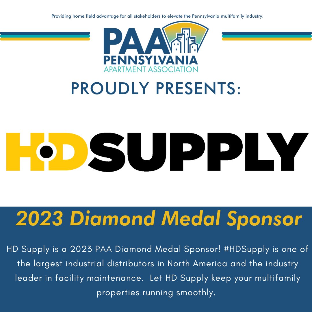PAA_HQ's tweet image. HD Supply is a 2023 #PAA Diamond Medal Sponsor! #HDSupply is one of the largest industrial distributors in North America and the industry leader in facility maintenance.  Let HD Supply keep your multifamily properties running smoothly. 

#PAAMedalSponsor hdsupplysolutions.com