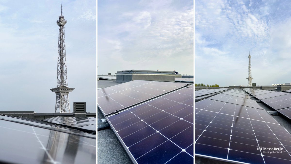 Unser #Funkturm kann natürlich alles tragen. Aber #Photovoltaik steht ihm besonders gut. 📸 #NachhaltigeMesse 🌞 #MesseBerlin