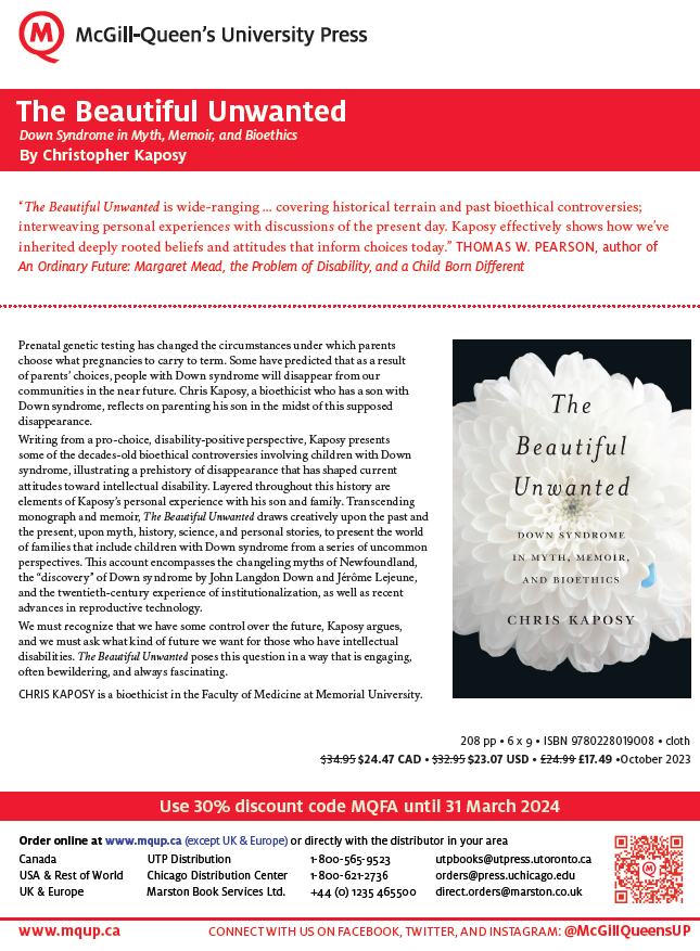 Want a 30% discount on my new book, The Beautiful Unwanted? @McGillQueensUP