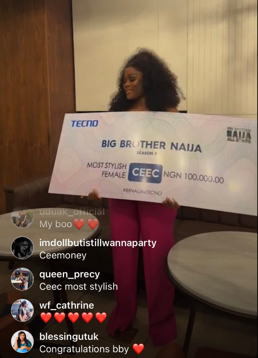 LaylaSij's tweet photo. Our baby girl was the most stylish housemate 

CEEC IN YOUR FACES
KING CEEC OUR WCW
#CynthiaNwadiora 
#CeecLegendary31 https://t.co/GZJpTtA9eh