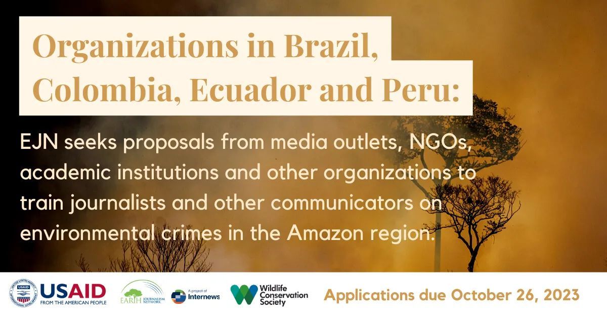 The deadline is approaching for our #TogetherForConservation grants! If your organization is working to increase media coverage and/or train journalists in environmental reporting in Brazil, Colombia, Ecuador or Peru, apply by October 26: buff.ly/3RpwRjb