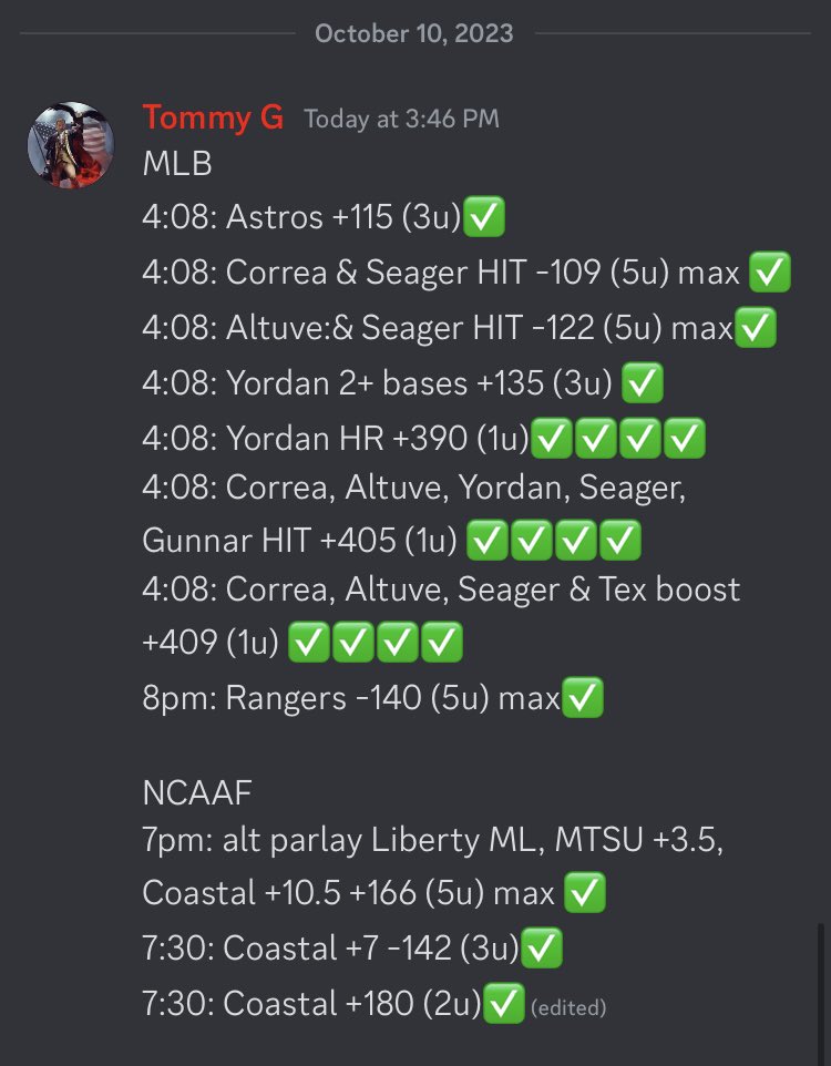 TommygWinsAgain's tweet photo. 🚨⚡️🚨24 HR FLASH SALE!🚨⚡️🚨

In honor of the 50 unit sweep…

⚡️50% OFF FOR NEXT 24 HRS⚡️

ON WEEKLY &amp; ALREADY DISCOUNTED MONTHLY PACKAGE!

7 days=$20 😳
30 days=$2/day 😳

⚠️NO FREE BETS TODAY, GET IN NOW!

https://t.co/TIp5XhrtHk code: FLASH50

⏰ is ticking #gamblingtwitter https://t.co/5bXpAvj9ol
