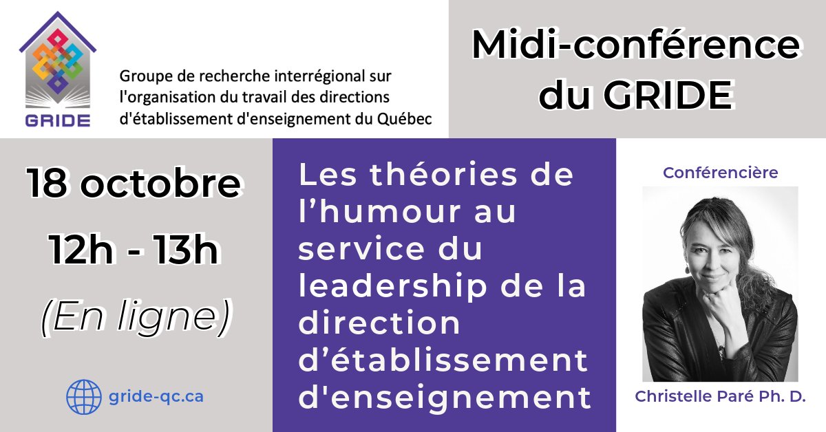 Inscrivez-vous (gratuit et ouvert à tous·tes)!
👉 t.ly/KVSbN
La conférence abordera les questions de la gestion et de la pédagogie sur les fondements théoriques scientifiques de l’humour. <a href="/FQDE/">FQDE</a> <a href="/aderae1993/">ADERAE</a> <a href="/Ecolehumour/">École nationale de l'humour</a> <a href="/AQPDE1/">AQPDE</a> #AMDES