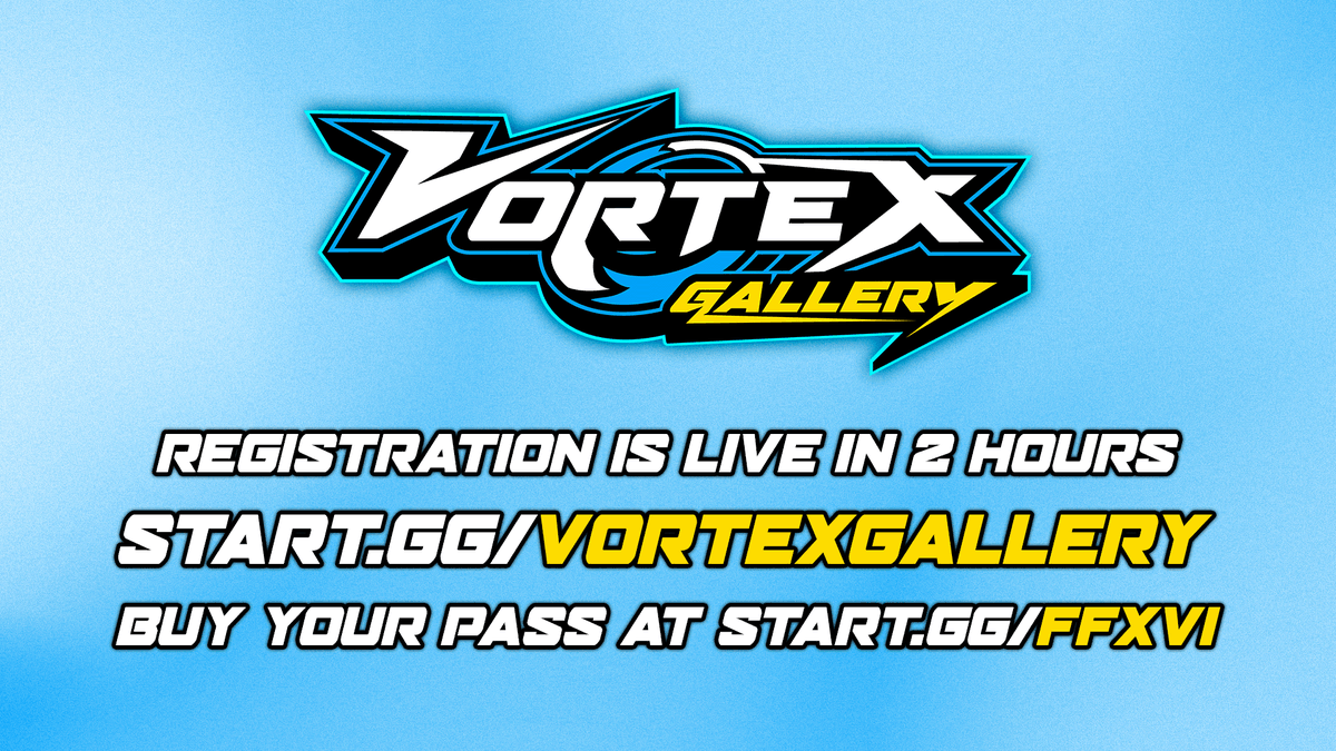 956Productions's tweet photo. Registration for Vortex Gallery at @FrostyFaustings XVI goes live in 2 hours at https://t.co/pyXBPBDNLI!

ℹ️ You will need a competitor or spectator pass to participate. 
🔗 Buy your pass at https://t.co/soOxPOAVYM
🏨 Hotel blocks will be available at the same time!
#VGFFXVI https://t.co/TagNEIsQi9
