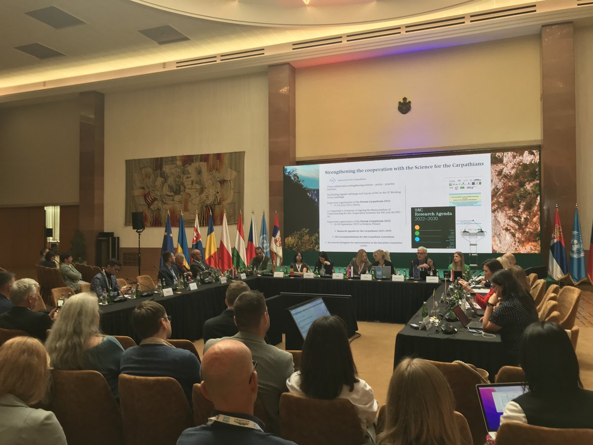 S4C_Carpathians's tweet photo. Today on the Conference of Parties (COP7) meeting, Mr Harald Egerer, head of the UN Environment Programme Vienna and Carpathian Convention Secretary highlighted the importance of the cooperation between @S4C_Carpathians and @UNEP_Europe . We are happy to support good decisions! https://t.co/PlB4W0X5My