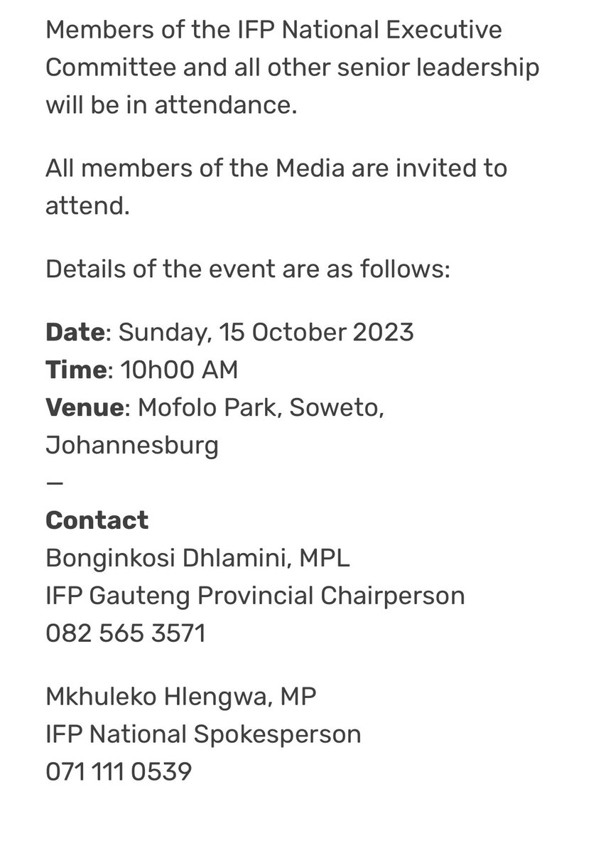 Join us as we come together to honour and remember Prince Mangosuthu Buthelezi . #IFPGautengMemorialService #SonkeSimunye 

 ifp.org.za/newsroom/ifp-g…