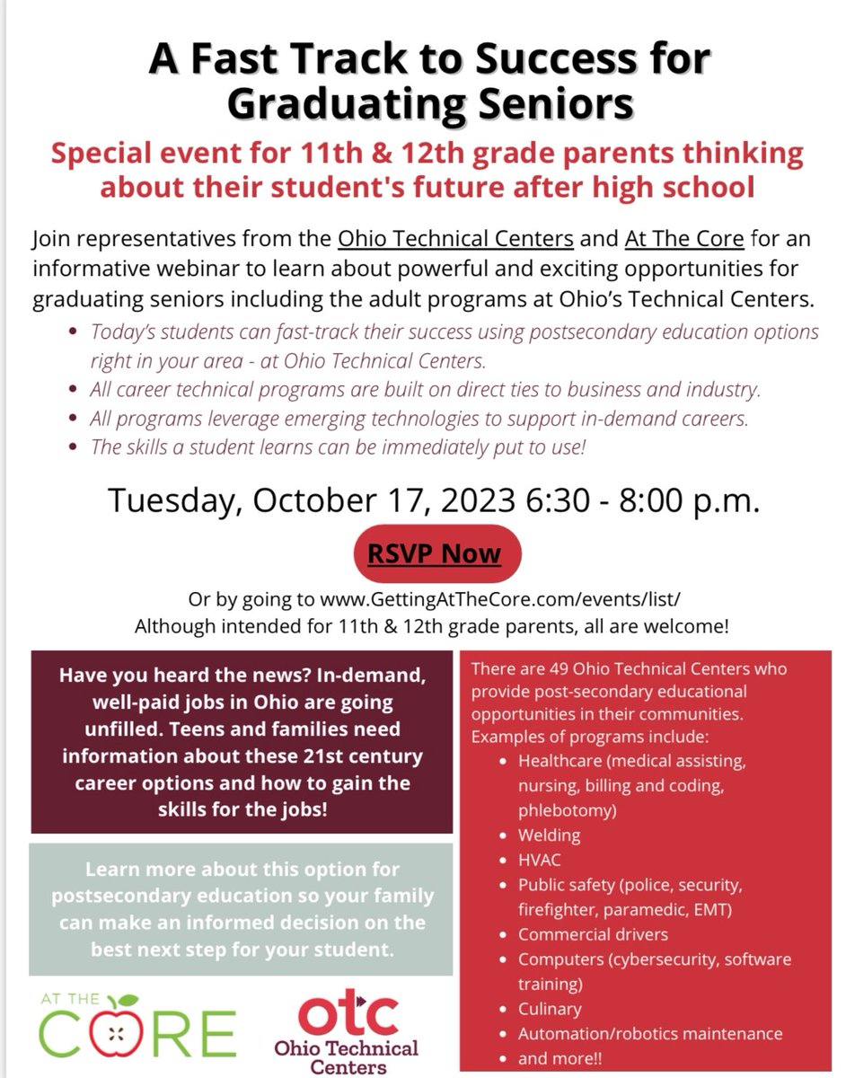 AdultTech's tweet image. Attention Parents of High School Juniors and Seniors in Ohio! 🔍✨

Curious about the amazing opportunities awaiting your child at Ohio Technical Centers? Join us on a journey to discover the pathways to success and hands-on learning!