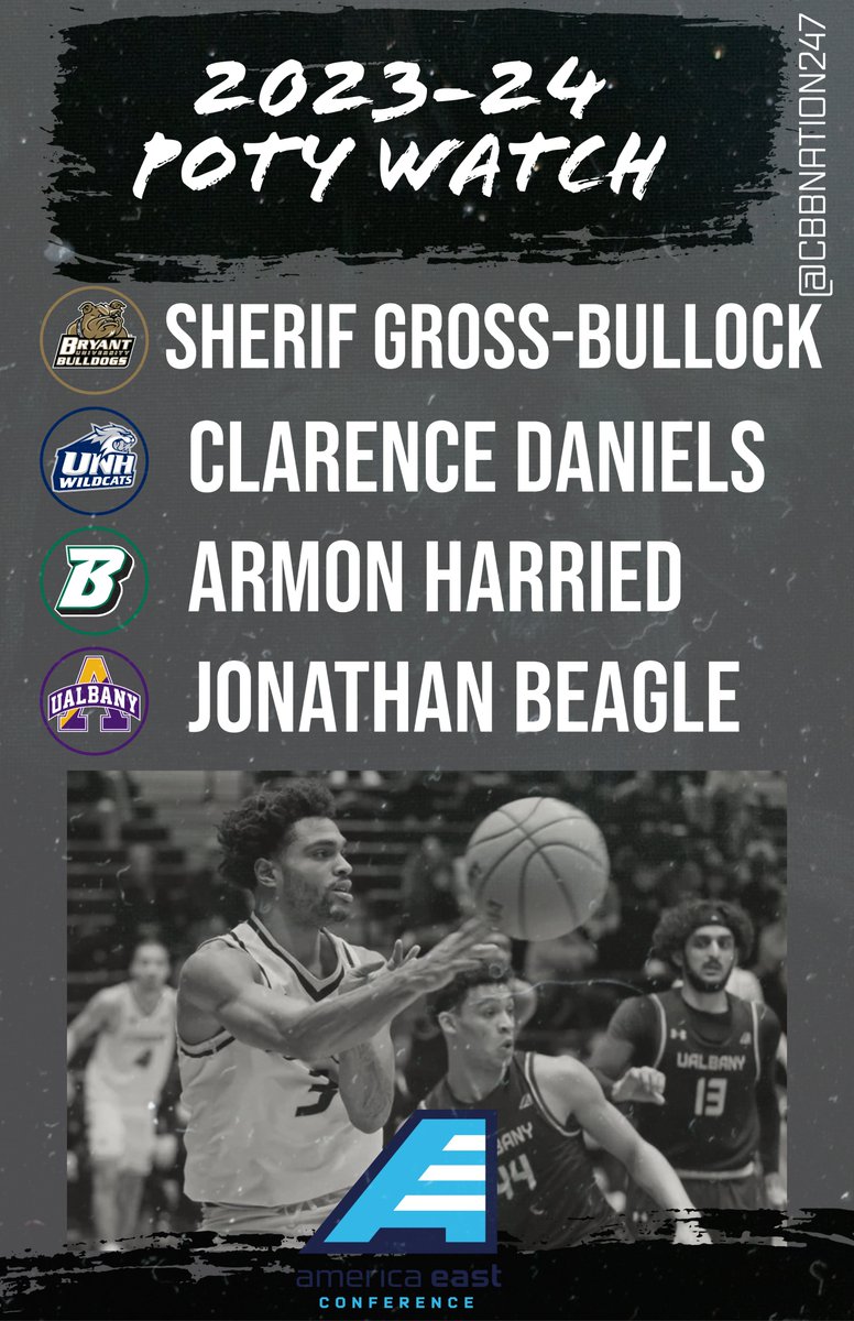 ‼️ America East POTY Watch List ‼️

Our favorites for Player of the Year 👀

#MarchMadness | <a href="/AmericaEast/">America East</a>