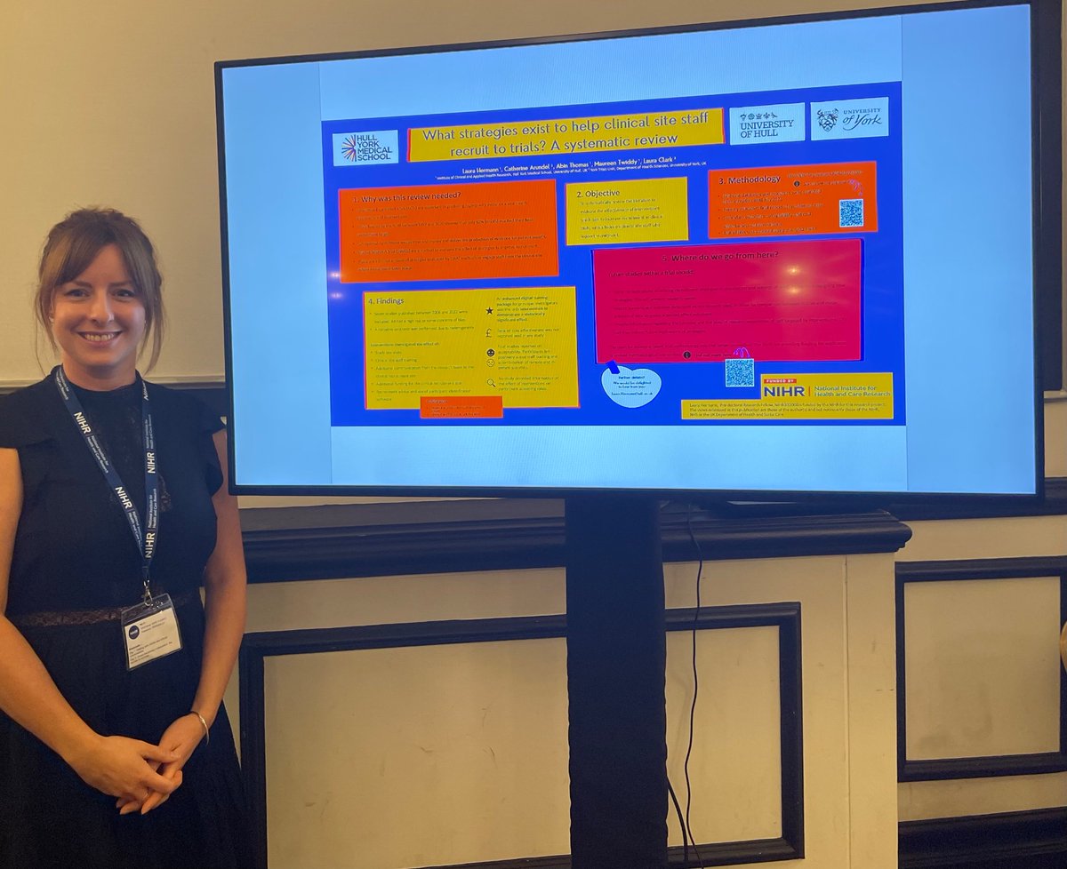 Laura Hermann (@laurahermann) on Twitter photo Had a great few days at the #nihramc23
Especially grateful for the opportunity to present my first research poster examining interventions to improve clinical trial recruitment <a href="/HullYorkMed/">Hull York Medical School</a> <a href="/ICAHR_UoH/">ICAHR (UoH)</a> <a href="/Trial_Forge/">Trial Forge</a> @NIHRcommunity Had a great few days at the #nihramc23
Especially grateful for the opportunity to present my first research poster examining interventions to improve clinical trial recruitment <a href="/HullYorkMed/">Hull York Medical School</a> <a href="/ICAHR_UoH/">ICAHR (UoH)</a> <a href="/Trial_Forge/">Trial Forge</a> @NIHRcommunity
