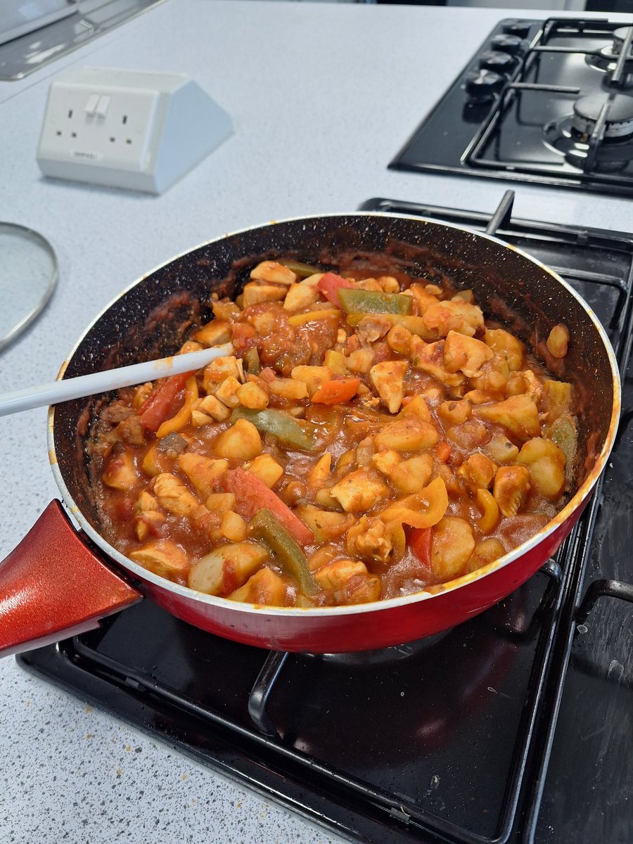 SandhighFood's tweet photo. Fab enrichment session today. Embracing the idea of  life beyond college and cooking for ourselves. We had team work gyoza, cheese and potato pie, patatas bravas, saagwala, pasta alfedo, and an omelette that used leftovers. @SandbachCollege @SandbachHigh @SandhighDT https://t.co/ZBVa4t1RTr