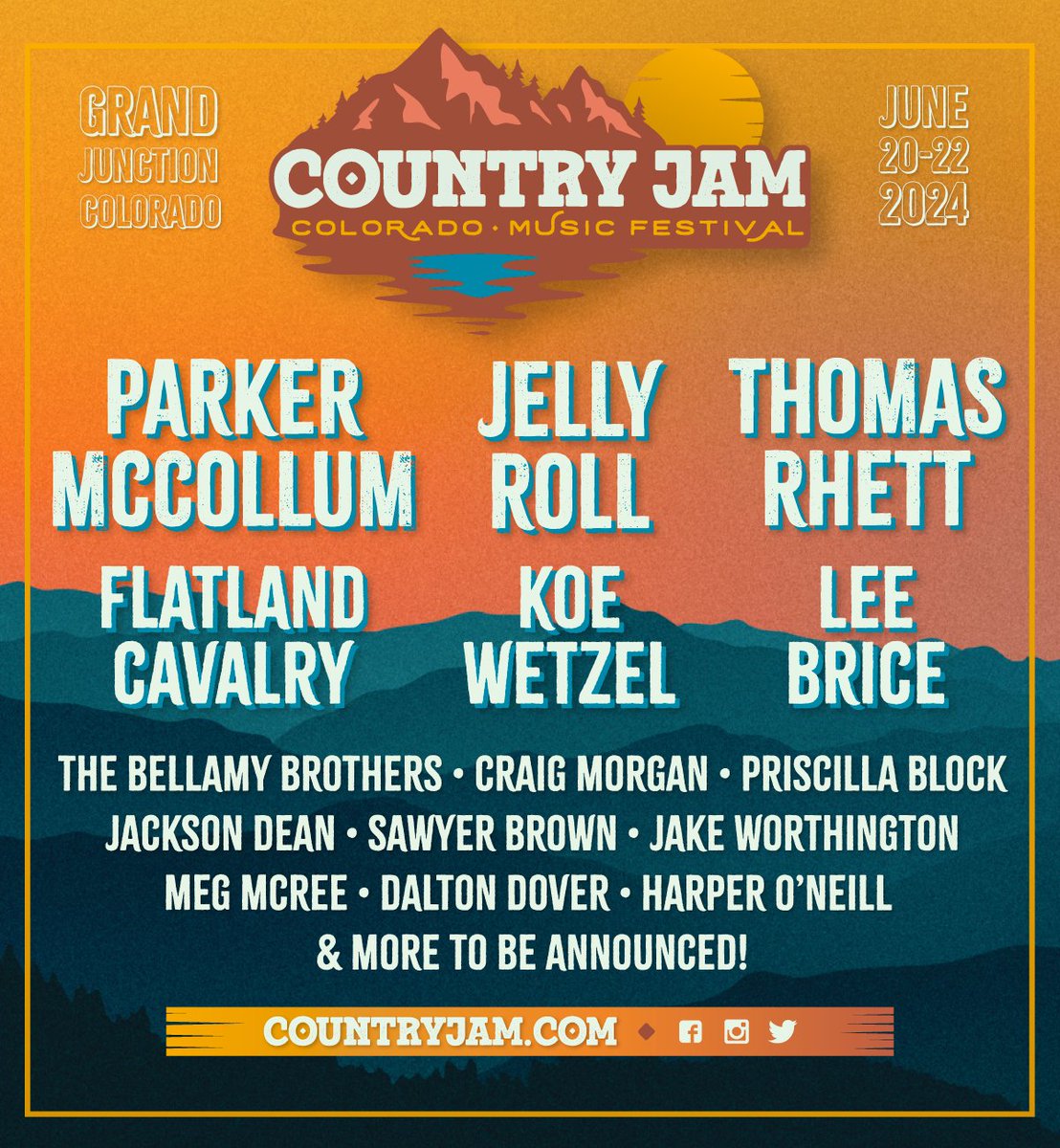 KKCO11News's tweet photo. In case you missed our stream this morning, here's the 2024 Country Jam Lineup! Who are you most excited for? https://t.co/1jMiXrv12w