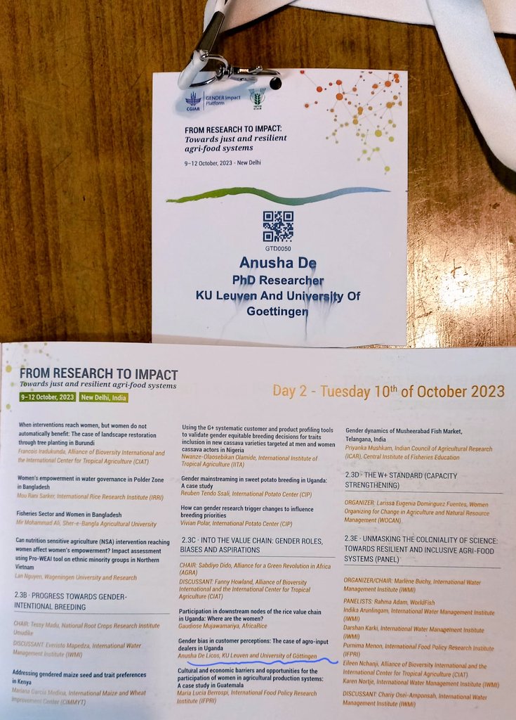 anusha_de_'s tweet photo. It was an honor to present joint work with @b_vancampenhout and Caroline Miehe on gender bias in the context of agro-input dealing in Uganda at the @CGIARgender research conference in New Delhi, India. #GENDER2023 @icarindia @FEBkuleuven @uniGoettingen https://t.co/clADasPvHp