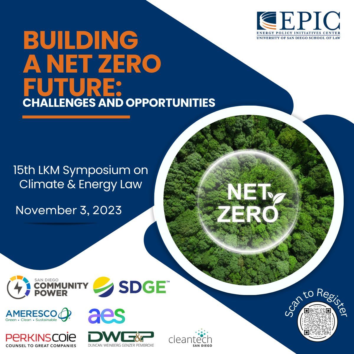 Join our partners at @EPIC_USDLaw at the 15th Annual Lesley K. McAllister Symposium on Climate and Energy Law, hosted by @USanDiegoLaw on November 3, 2023. Be part of the discussion in person or virtually! buff.ly/3ZAnoI0