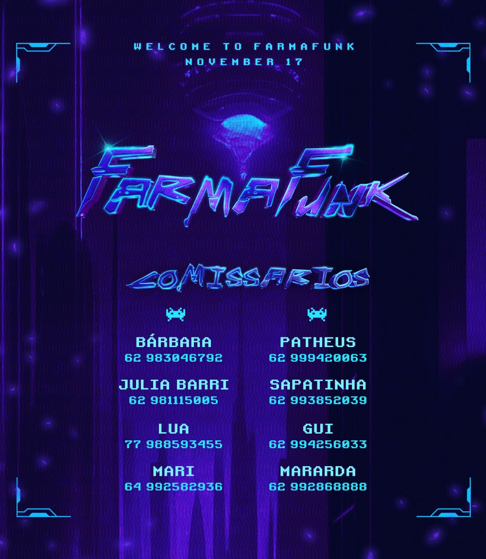 OverdoseUFG's tweet photo. Para aproveitar a distopia total do nosso mundo não podia ser um local melhor! A Overdose te convida para vivenciar uma FarmaFunk histórica, no dia 17 de novembro, a partir das 22 horas, na Tatersal de Elite. 👾 + https://t.co/m1QcEDq7Kn