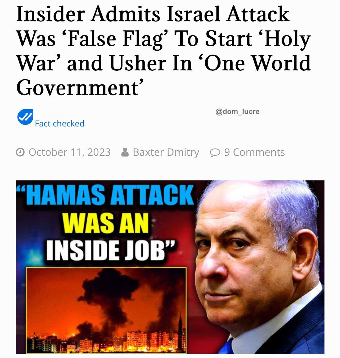 OVNIS_UFOs's tweet photo. ⚠️🚨🇮🇱🇯🇴🌎Ahora hay #informes de que un #soldado de #inteligencia de las #FDI ha afirmado que el ataque de Israel fue una “#banderafalsa” para iniciar la “Guerra Santa” y marcar el comienzo de un “gobierno mundial único”.
https://t.co/08aO1rIhzS https://t.co/qE0nLbNK8e