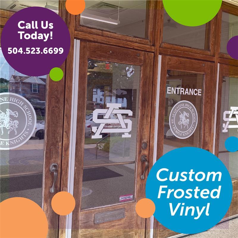 Image360NOLA's tweet image. Frosted vinyl lettering and graphics are the perfect touch for your windows 👌
.
.
.
.
#customfrostedvinyl #windowlettering #staugustineschool #neworleanssignshop #neworleans #nola #windowgraphics #signs #graphics #solution #cutvinyl