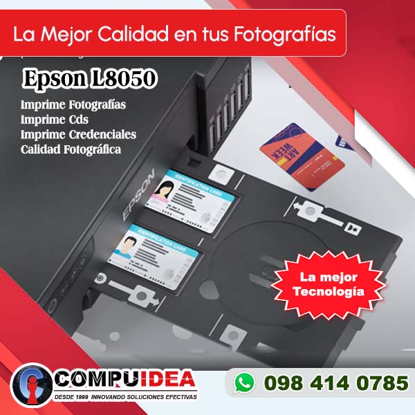 compuideaEC's tweet image. La mejor opción para imprimir fotografías con alta  calidad, nuestra impresora Epson L8050 no solo te permite imprimir fotografías sino también con sus funciones nativas de impresión de credenciales, cd,s con este equipo puedes darle un impulso a tu negocio #impresióncredencial