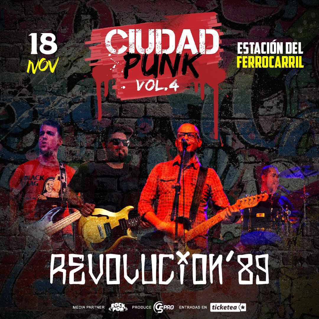 👊#Revolucion89 ALTA BANDA de COVER PUNK que te VUELA la tapa de los sesos🤯que estará rompiendo la Estación de Ferrocarril en Ciudad Punk Vol.4💥

Estamos ejercitando el cuerpo porque el 18 de Nov., menos que destruidos NO SALIMOS‼️
🤜🤛

🎟️En <a href="/ticketeapy/">Ticketea Paraguay</a> ticketea.com.py/events/ciudad-…