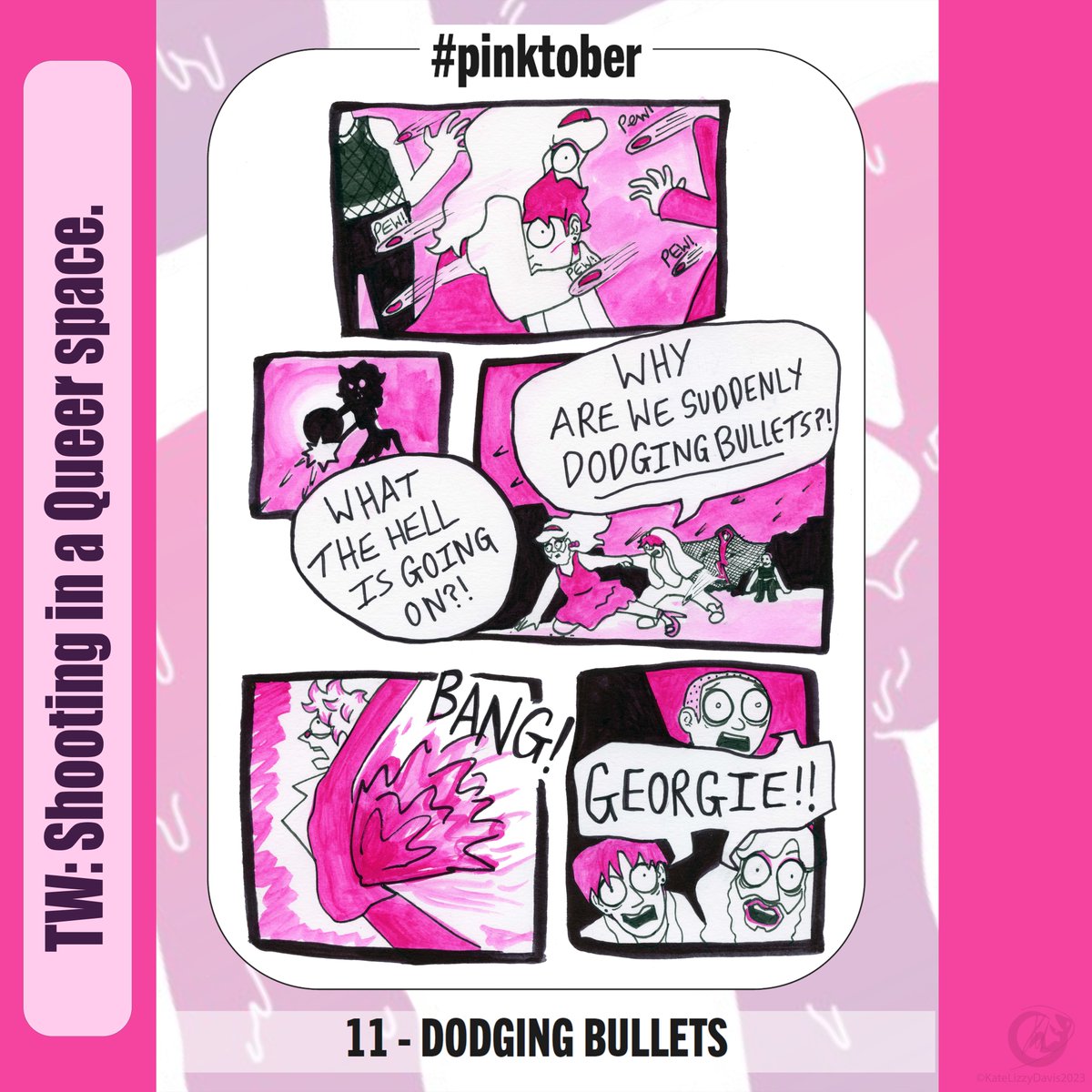 GreedyOuroKLD's tweet photo. Trigger Warning: Shooting in a queer space.
-
Day 11 - Dodging Bullets. #pinktober
-
What happened that night?
-
Follow Pinky and his friends on their night of glitter, lipstick and pink-filled horror!
-
@culturehustle   #Pinktober2023
-
#originalcomic #ocs  #lgbt #halloweencomic https://t.co/1y5vaGcAGh