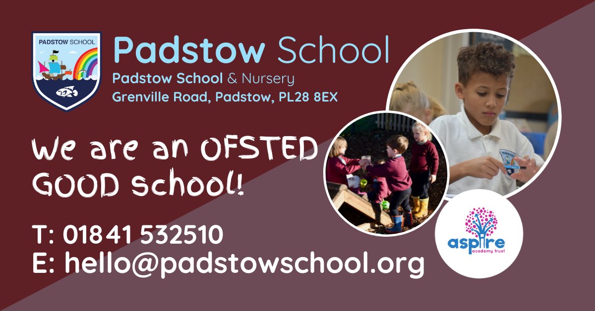 PadstowSchool's tweet photo. Following our Ofsted inspection in September, we're delighted to announce we are a GOOD SCHOOL! Thank you to all those who have supported us on the journey - it is testament to the hard work, dedication and passion shown - and for that we are truly grateful. 🙏 @AspireAcademies https://t.co/GkHeRPqurB