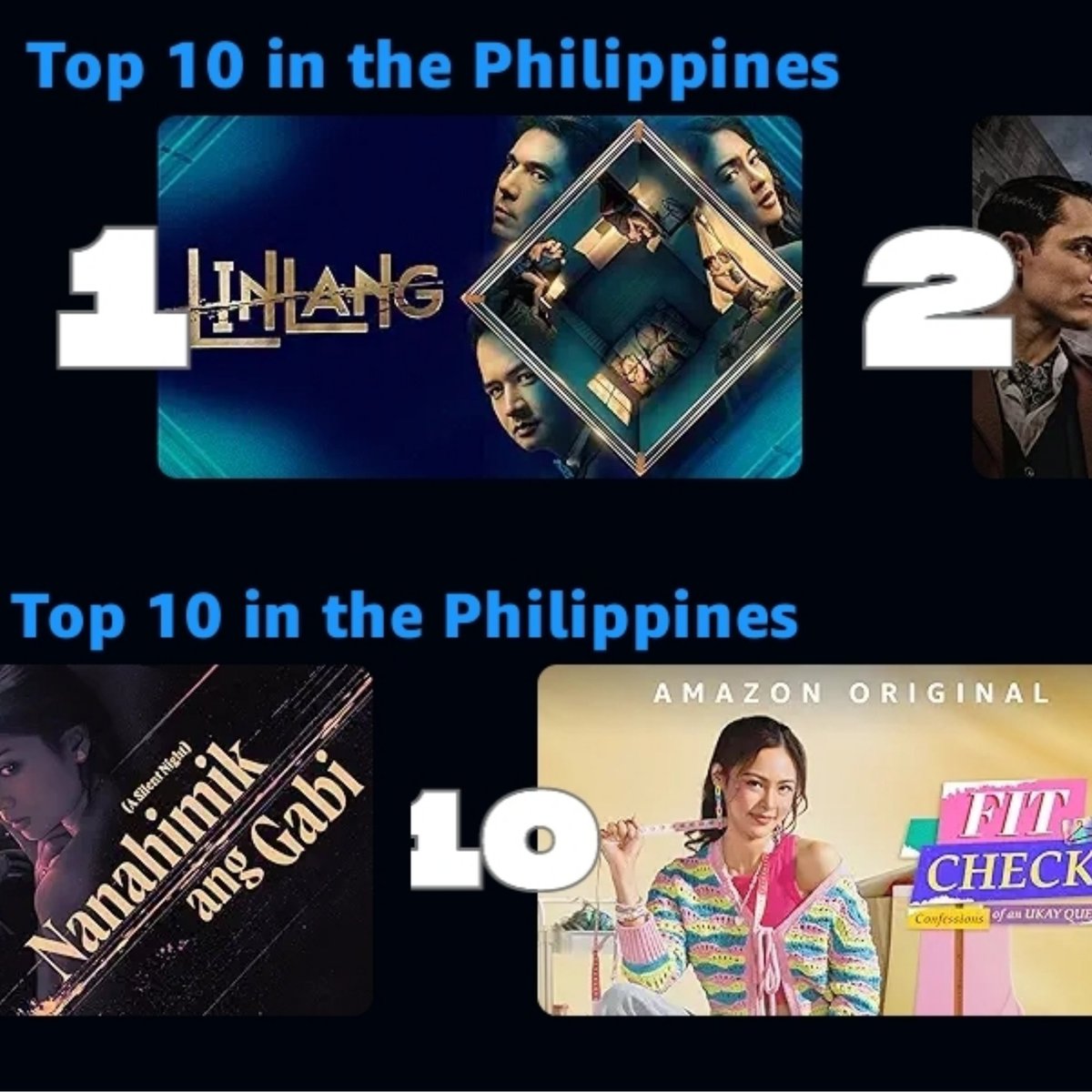 teamKCGofficial's tweet photo. Top 10 series in the Philippines on Prime Video ๐ต๐ญ
โ
Top 1 - #LinlangOnPrime
โ
Top 10 - #FitCheckOnPrime
YASS! A QUEEN INDEED!! ๐
#KimChiu @prinsesachinita https://t.co/gd2SjTqk0R